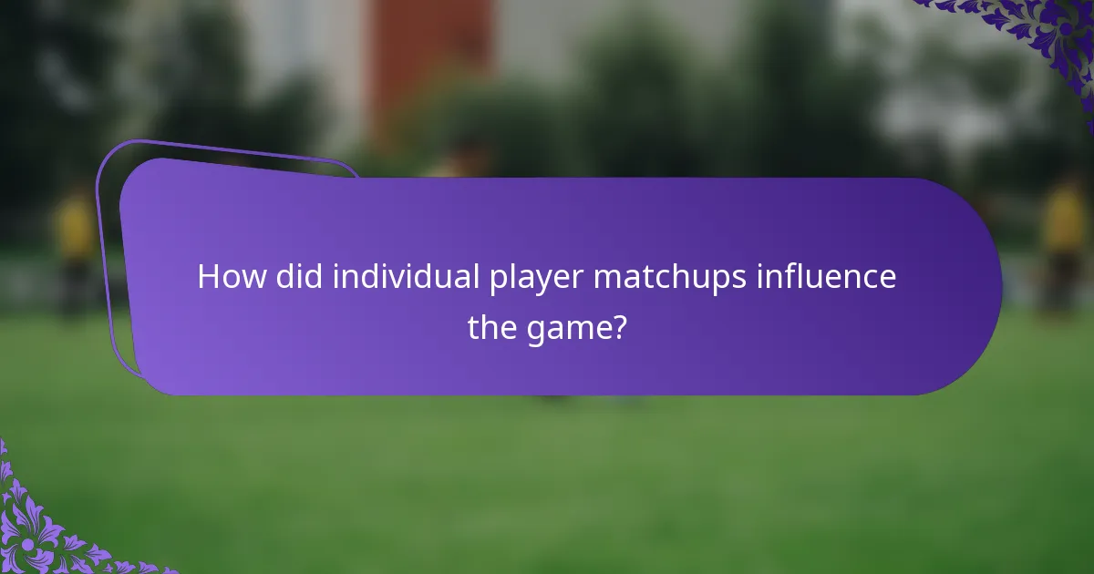 How did individual player matchups influence the game?