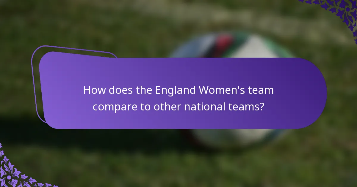 How does the England Women's team compare to other national teams?