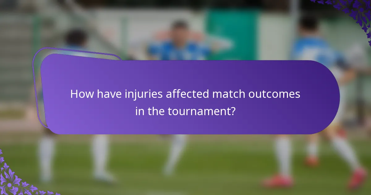 How have injuries affected match outcomes in the tournament?