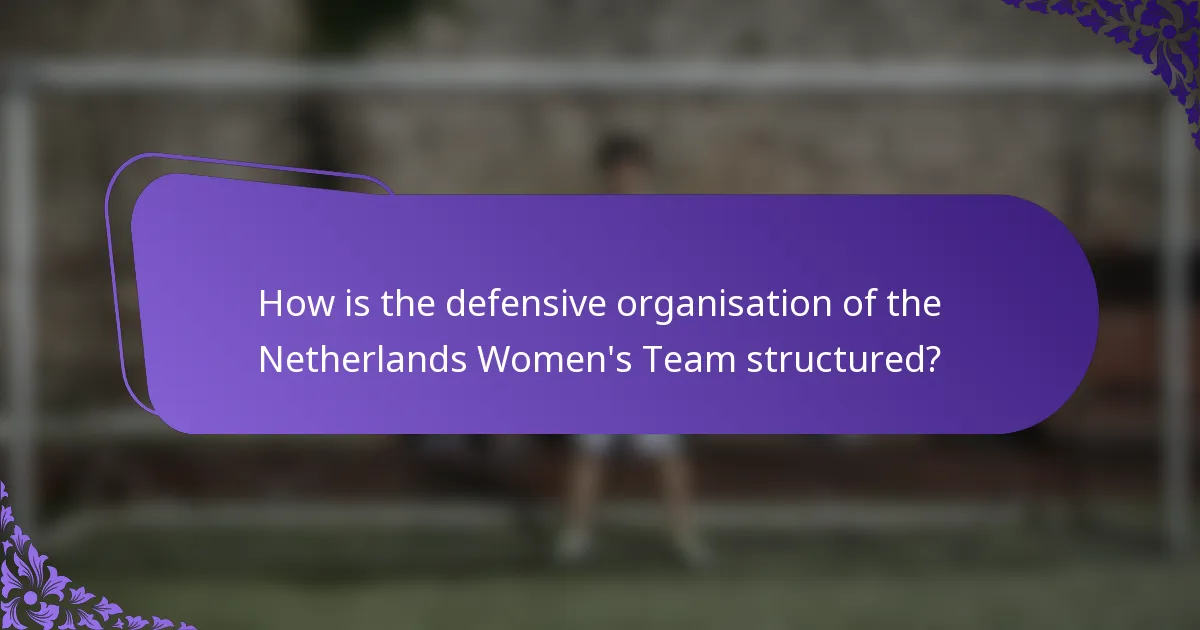 How is the defensive organisation of the Netherlands Women's Team structured?