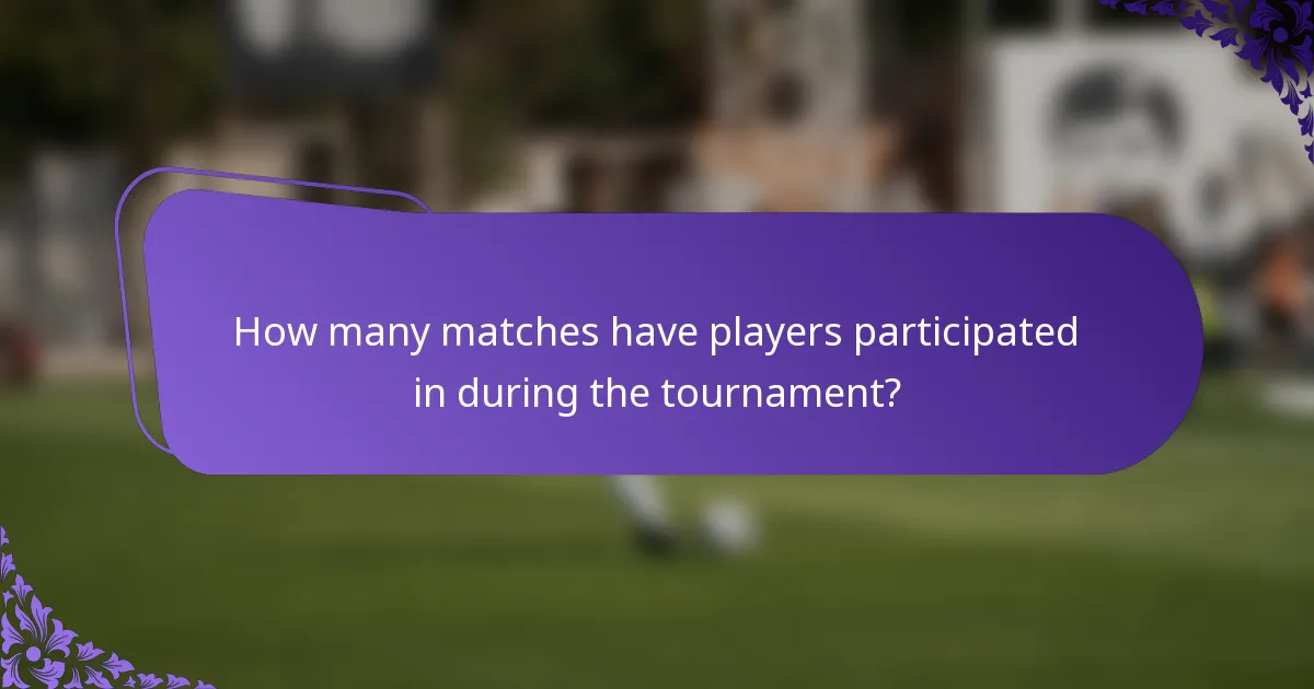 How many matches have players participated in during the tournament?