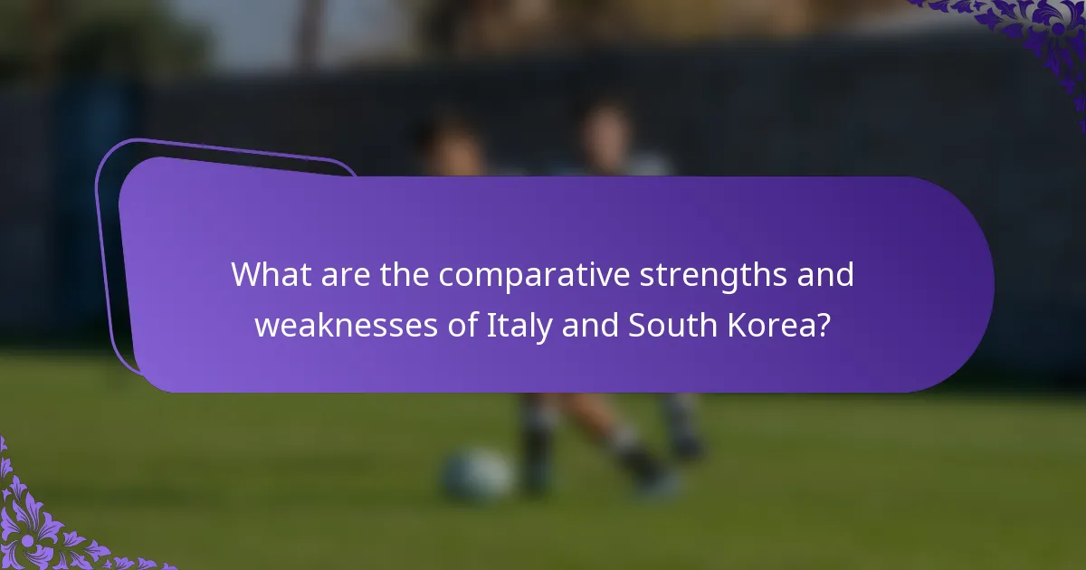What are the comparative strengths and weaknesses of Italy and South Korea?