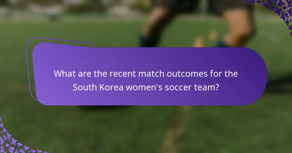 What are the recent match outcomes for the South Korea women's soccer team?