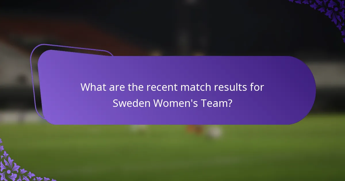 What are the recent match results for Sweden Women's Team?