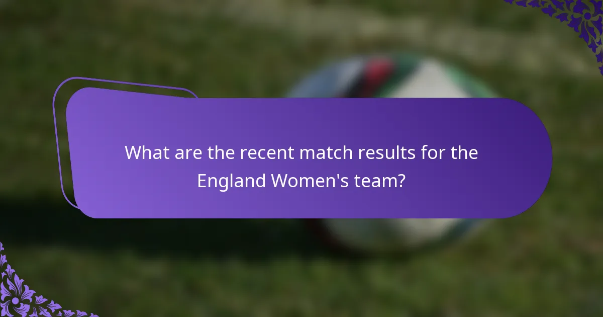 What are the recent match results for the England Women's team?