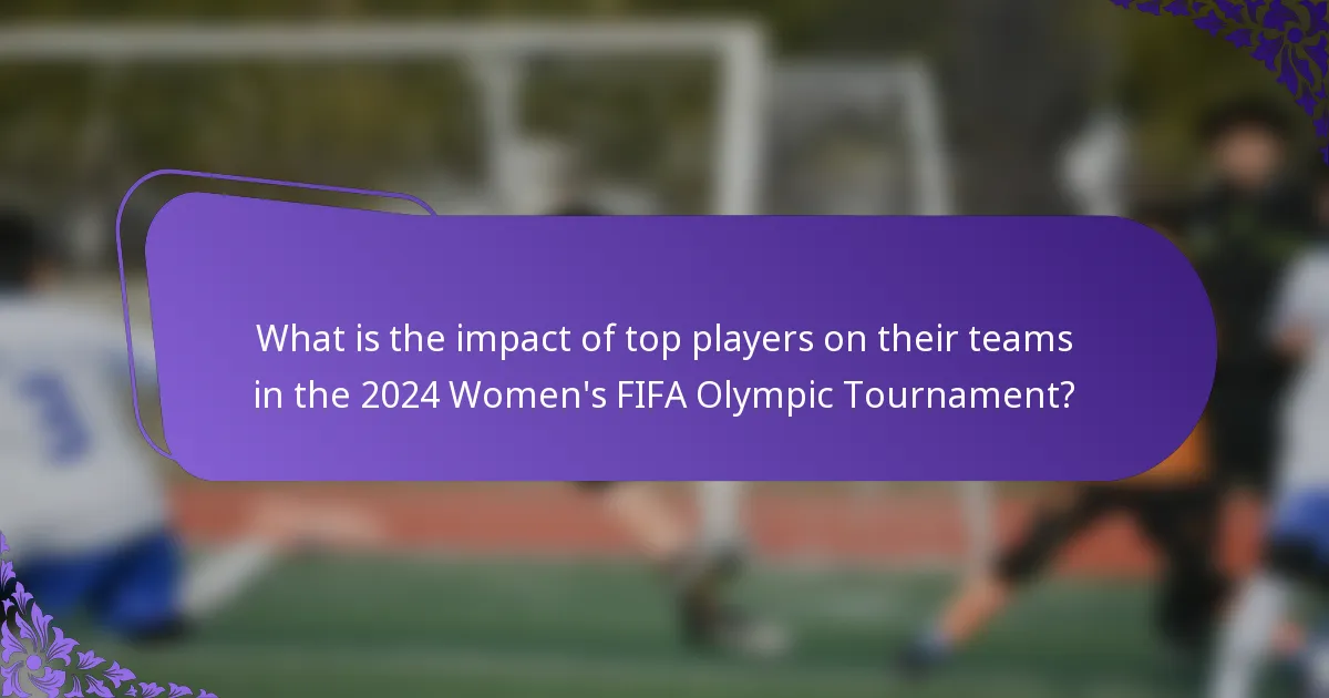 What is the impact of top players on their teams in the 2024 Women's FIFA Olympic Tournament?