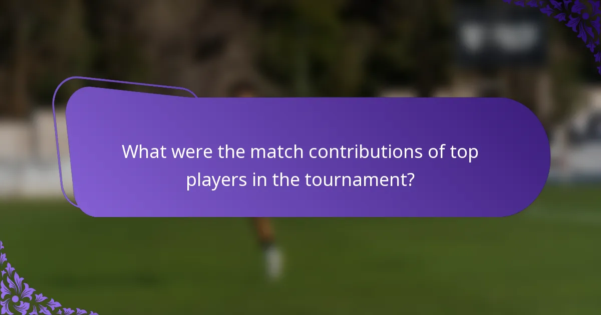 What were the match contributions of top players in the tournament?