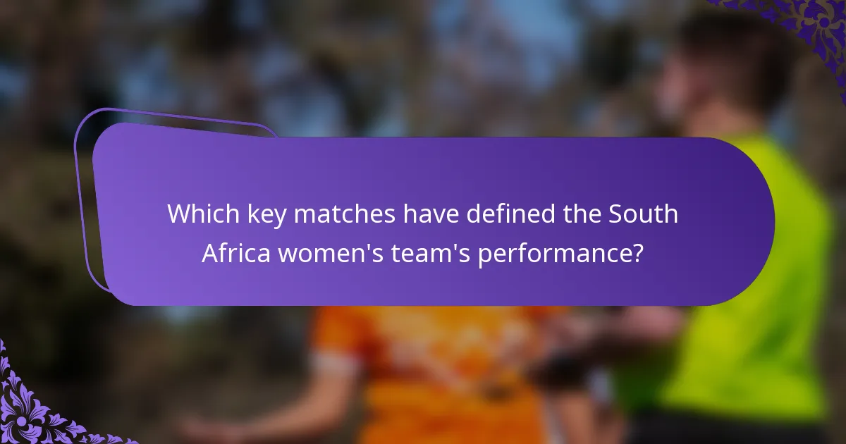 Which key matches have defined the South Africa women's team's performance?