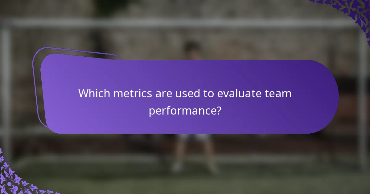 Which metrics are used to evaluate team performance?