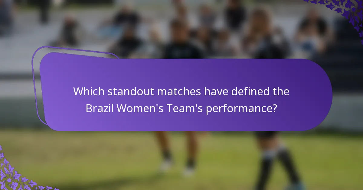 Which standout matches have defined the Brazil Women's Team's performance?
